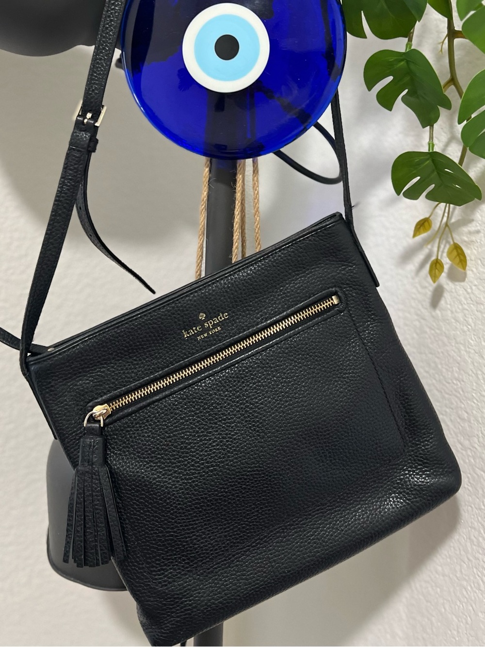 KATE SPADE Black Crossbody Bag with Tassels